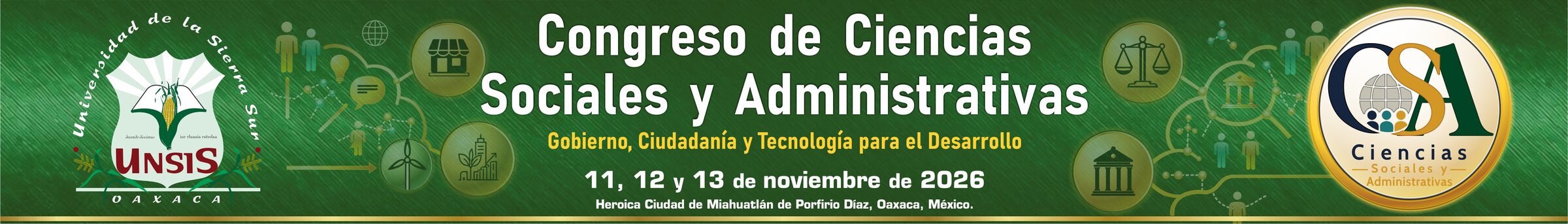 Congreso de Ciencias Sociales y Administrativas 2026 · Gobierno, Ciudadanía y Tecnología para el Desarrollo · Universidad de la Sierra Sur (UNSIS)