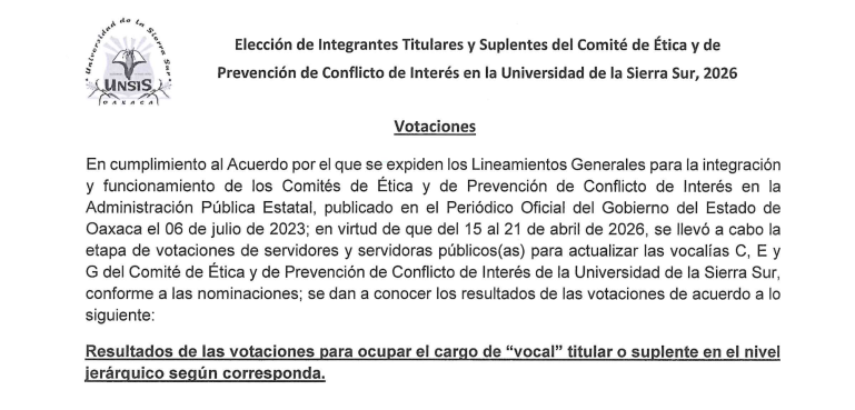 Resultados de las votaciones del CEPCI 2026